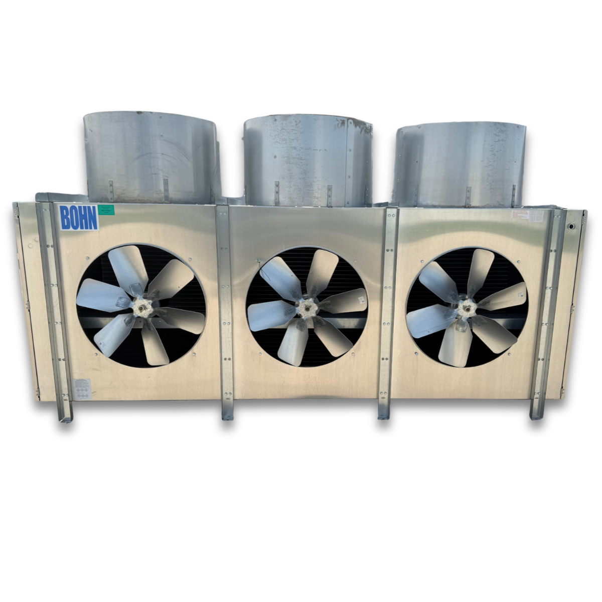 Used Bohn BHE-1390DA Evaporator — supplier gallery view 2; Used gray evaporator front view.