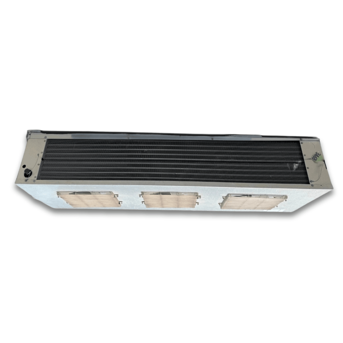 Used Bohn WK-1800A Low Velocity Evaporator — supplier gallery view 5; Straight-on view of the used Bohn WK-1800A low velocity evaporator, showing the three square grille fans.