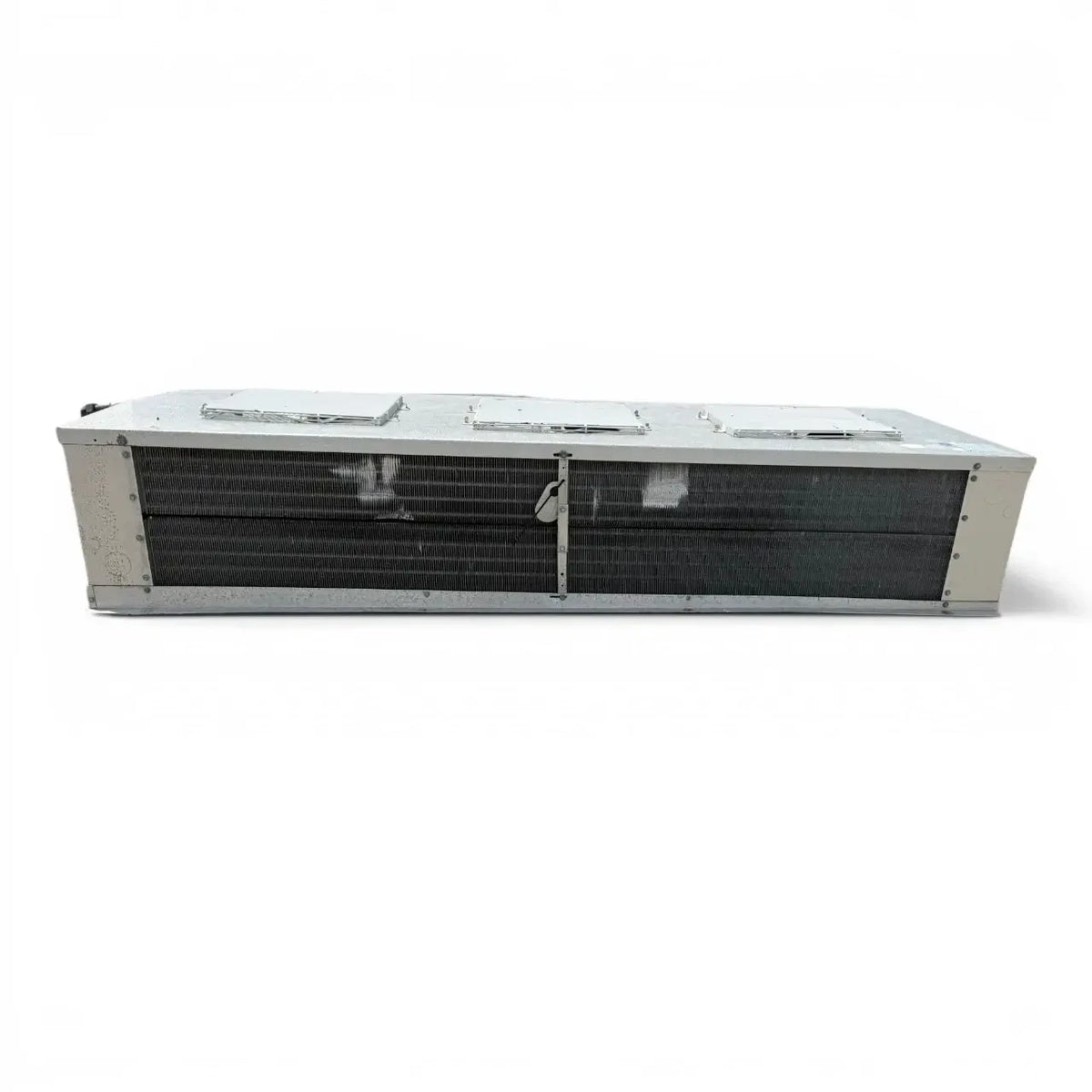 Used Bohn WKE-1801A Low Velocity Evaporator — supplier gallery view 2; Straight-on view of the used Bohn WKE-1801A low velocity evaporator, showing the three top-mounted fan grilles.