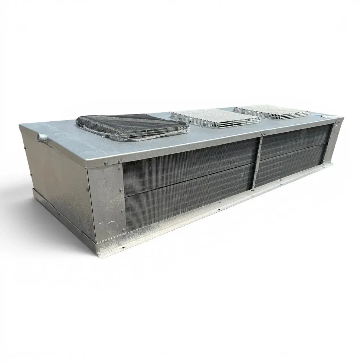 Used Bohn WKE-180BEC Low Velocity Evaporator — supplier gallery view 5; Back-left view of the used Bohn WKE-180BEC low velocity evaporator #1060, showing the rear cabinet panel.