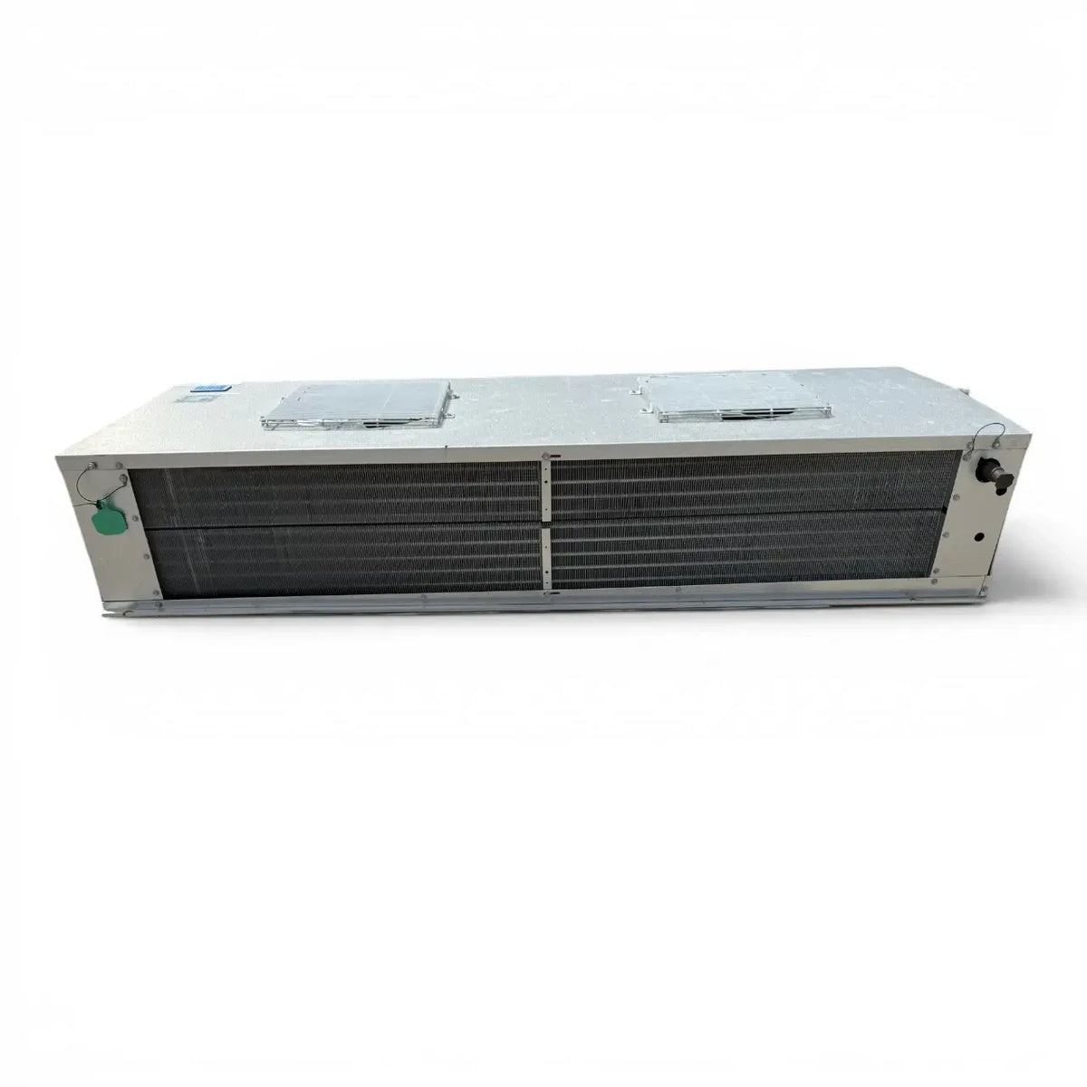 Used Bohn WKG-155AC Low Velocity Evaporator — supplier gallery view 2; Straight-on view of the used Bohn WKG-155AC low velocity evaporator #1043, showing the two top-mounted fan grilles.