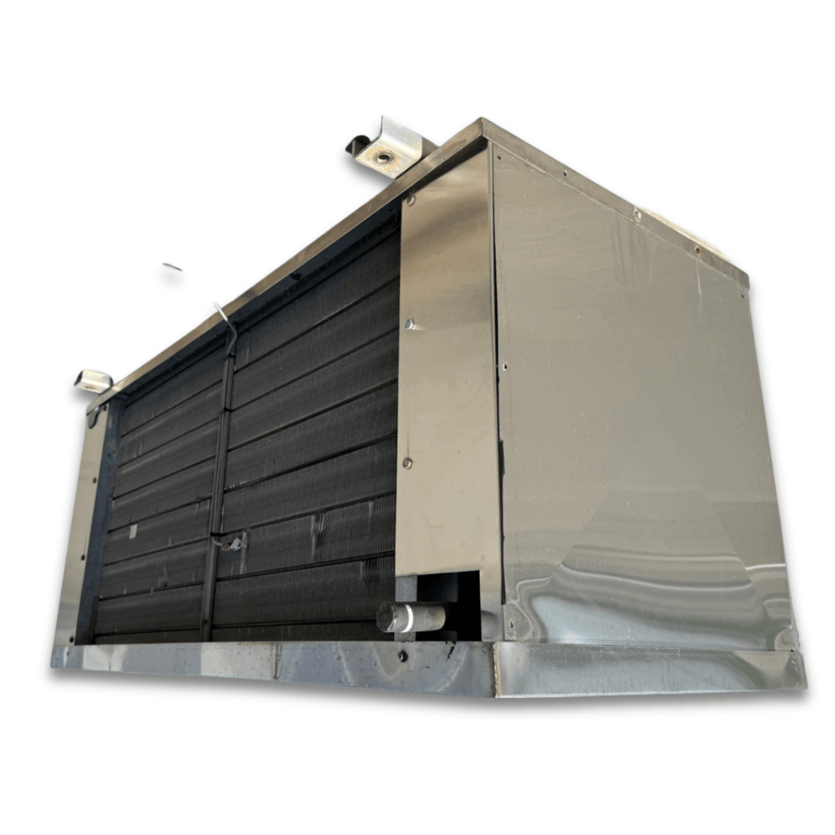 Used Cancoil EMPS-16212B Evaporator - 11581 — supplier gallery view 4; Back-right view of the used Cancoil EMPS-16212B evaporator #3086, showing the rear panel and coil compartment.