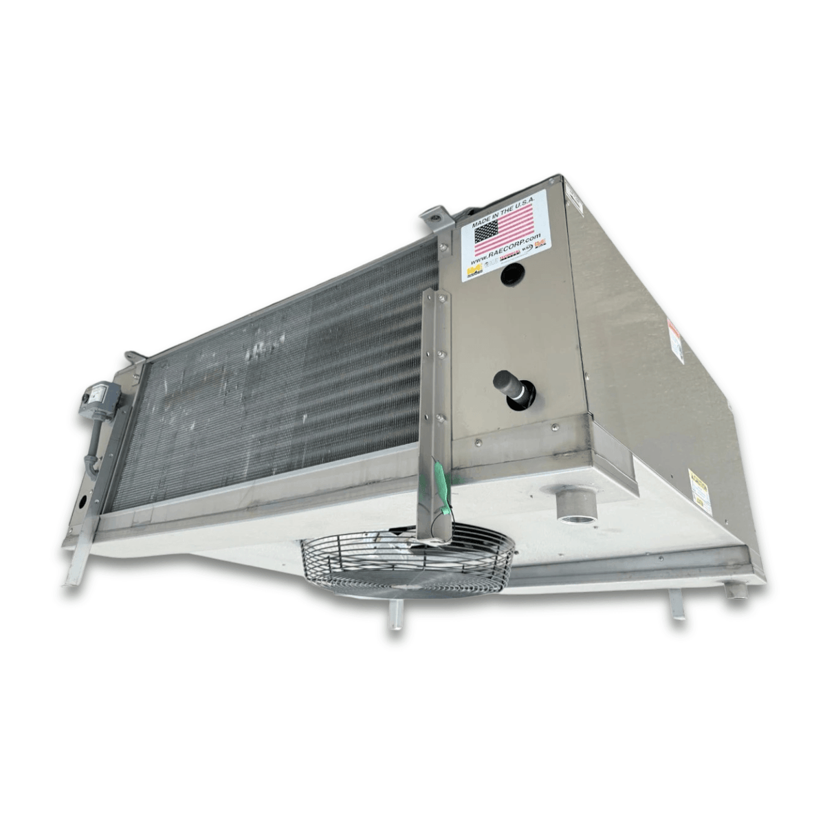 Used Century BALV517-236E Evaporator — supplier gallery view 1; Front-right view of the used Century BALV517-236E evaporator #2033, showing the cabinet access panel and rating labels.