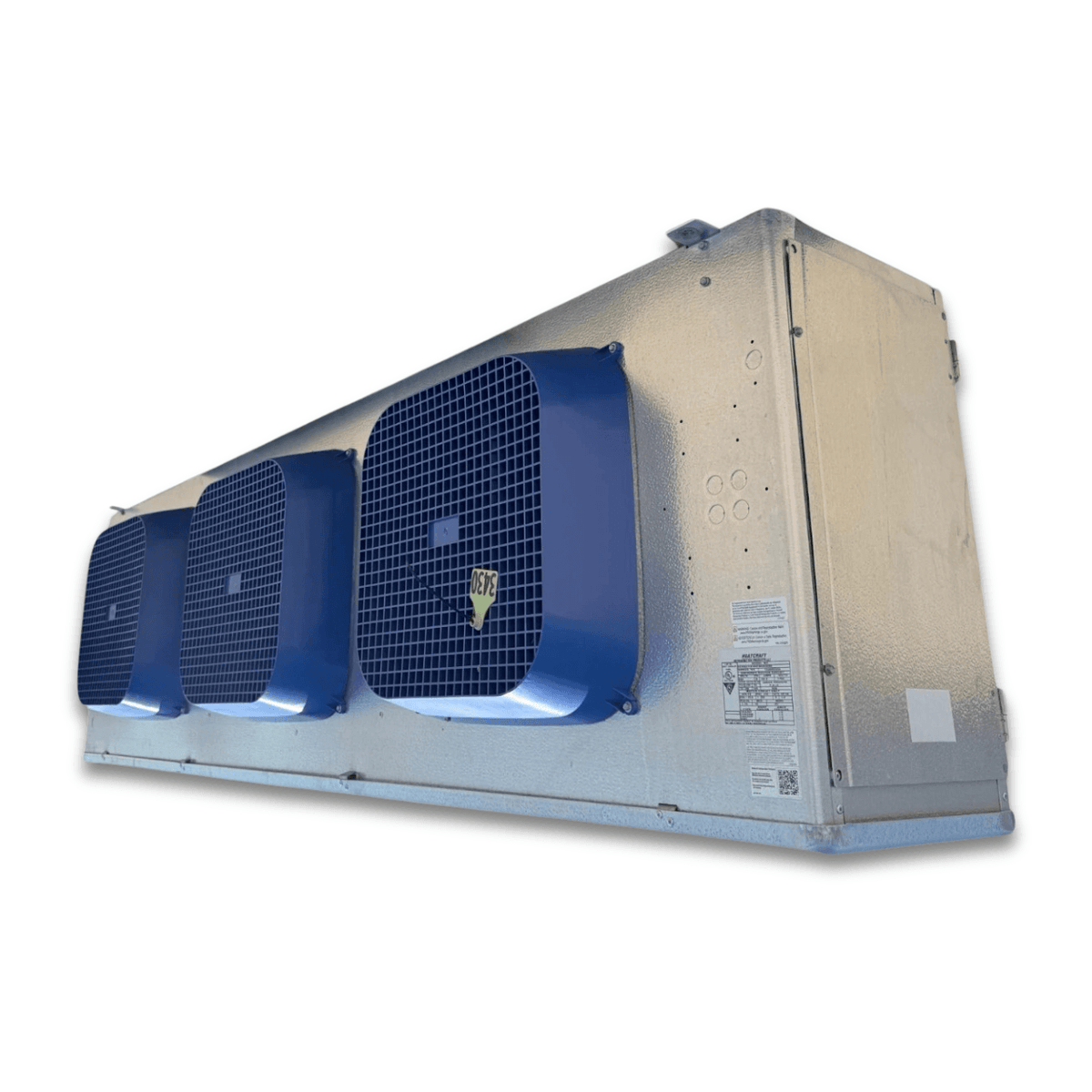 Used Chandler HEM0370CS6EMAB0000 Evaporator — supplier gallery view 3; Front-right view of the used Chandler HEM0370CS6EMAB0000 evaporator #3430, showing the cabinet side panel and rating labels.
