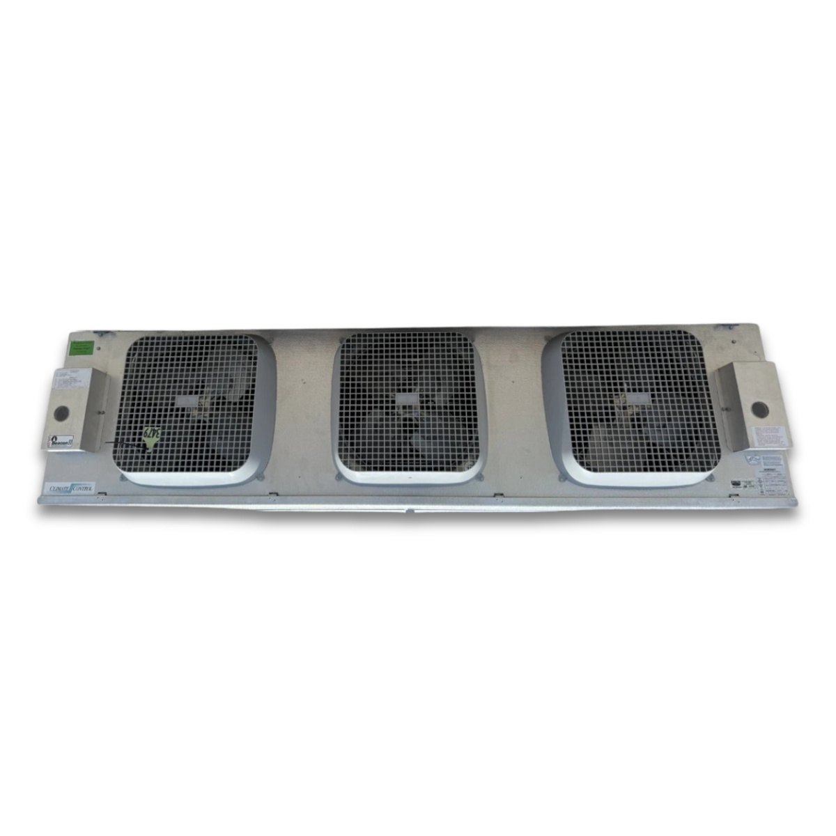 Used Climate Control CML-250CSCHA Evaporator — supplier gallery view 2; Straight-on view of the used Climate Control evaporator, showing the three white-grille fans.