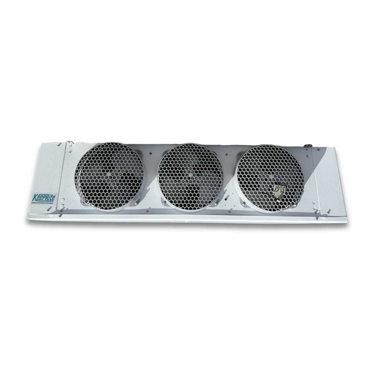 Used Keeprite KLP-315VE Evaporator - 11649 — supplier gallery view 2; Straight-on view of the used Keeprite KLP-315VE evaporator #3167, showing the three honeycomb-grille fans.