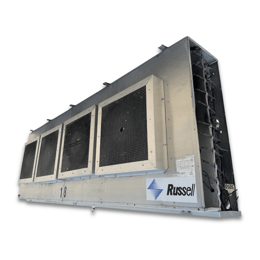 Used Russell UEU4-1080G Evaporator - 11668 — supplier gallery view 1; Front-right view of the used Russell UEU4-1080G evaporator, showing the cabinet side panel and rating labels.