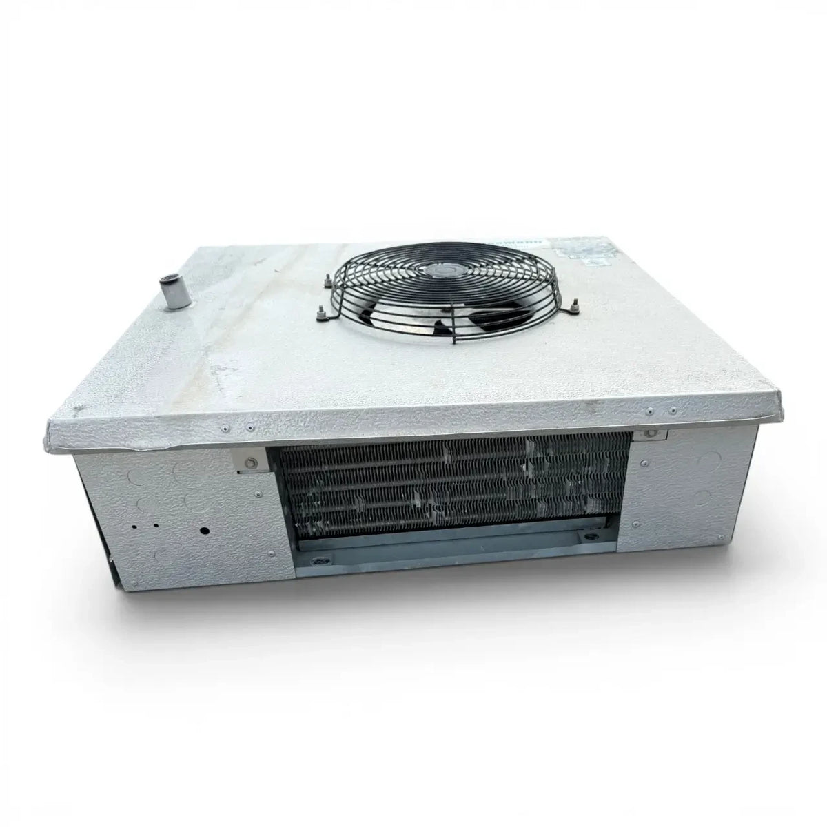 Used Hussmann GAL16-45A Low Velocity Evaporator #699 — supplier gallery view 2; Straight-on view of the used Hussmann GAL16-45A low velocity evaporator #699, showing the single black-grille top fan.