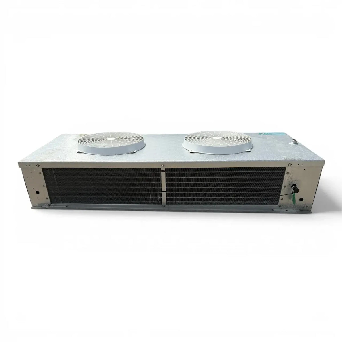 Used Keeprite KLV-120AD Low Velocity Evaporator #2003 — supplier gallery view 2; Straight-on view of the used Keeprite KLV-120AD low velocity evaporator #2003, showing the two round white-grille fans.