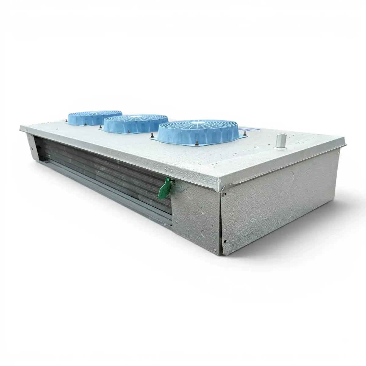 Used Krack GL36A-135EB Low Velocity Evaporator #2108 — supplier gallery view 1; Front-right view of the used Krack GL36A-135EB low velocity evaporator #2108, showing the cabinet side panel and rating labels.