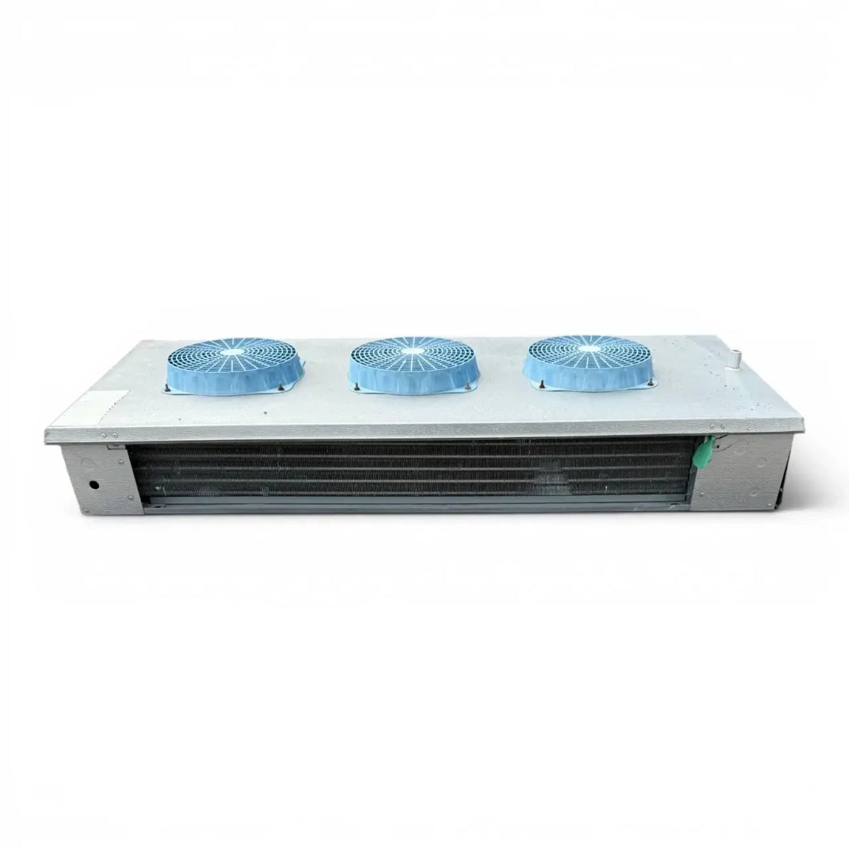 Used Krack GL36A-135EB Low Velocity Evaporator #2108 — supplier gallery view 2; Straight-on view of the used Krack GL36A-135EB low velocity evaporator #2108, showing the three round blue-grille fans.
