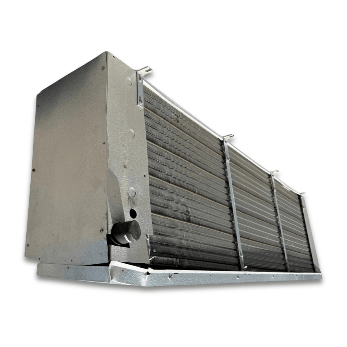 Used Krack MK34E-315BAK Evaporator #3141 — supplier gallery view 4; Back-left view of the used Krack MK34E-315BAK evaporator #3141, showing the rear coil compartment.