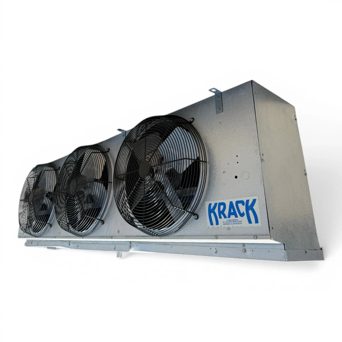 Used Krack MV34E-300EAK Evaporator -#3241 — supplier gallery view 1; Front-right view of the used Krack MV34E-300EAK evaporator #3241, showing the cabinet side panel and rear wiring compartment.