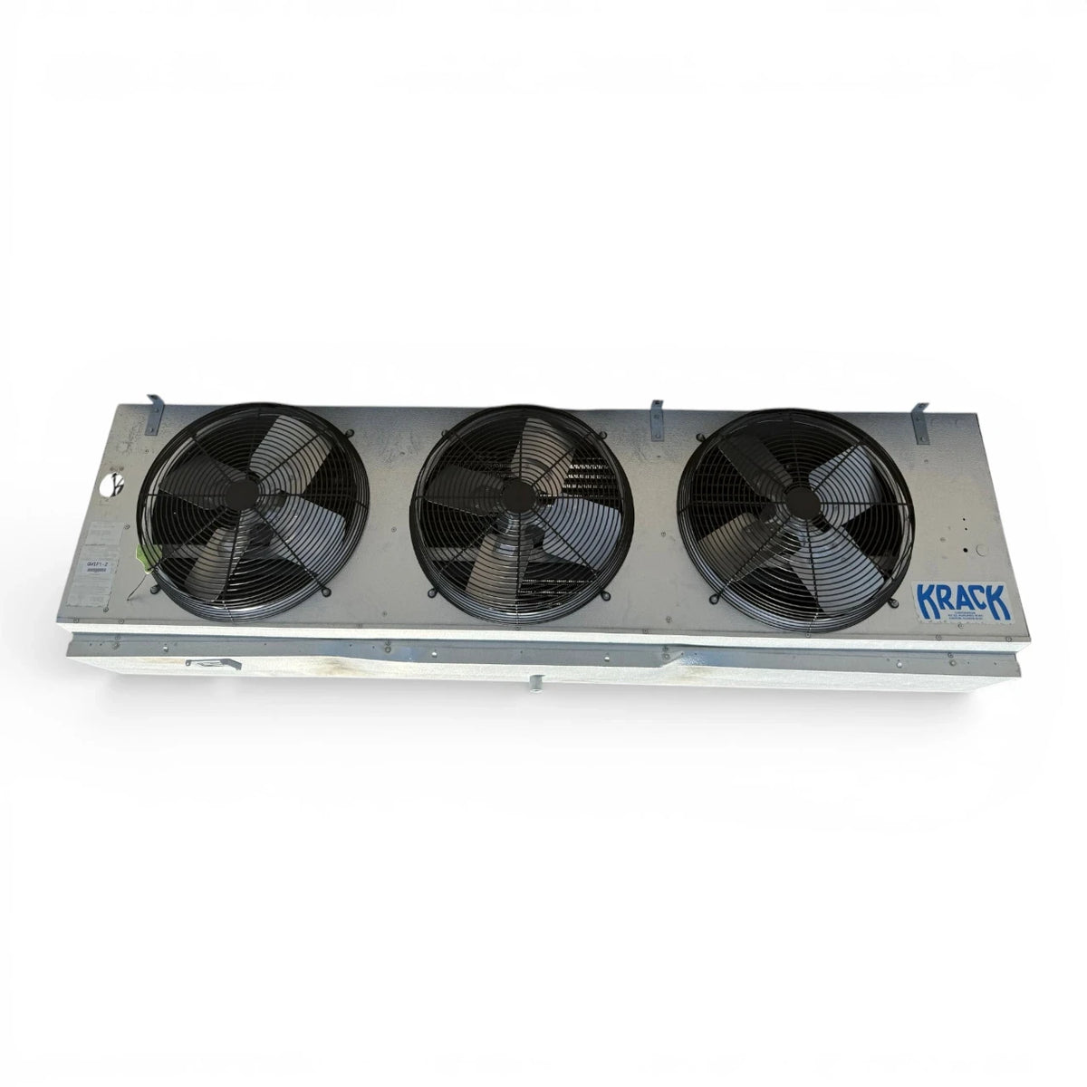 Used Krack MV34E-300EAK Evaporator -#3241 — supplier gallery view 2; Straight-on view of the used Krack MV34E-300EAK evaporator #3241, showing the three round black-grille fans.