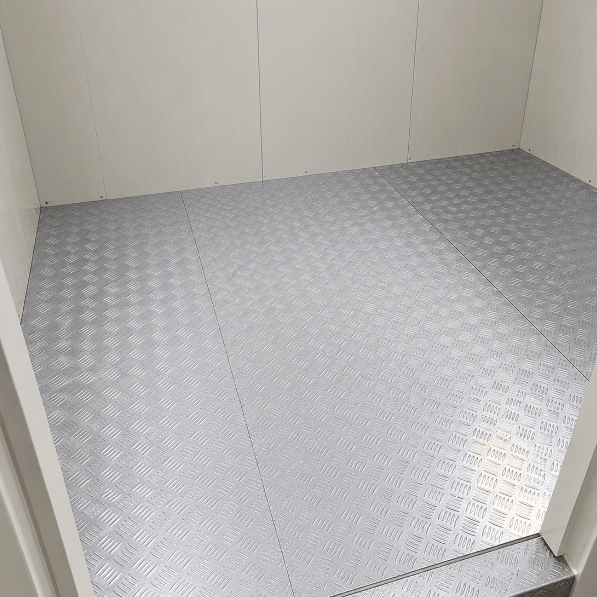 Barr 8'3" x 11'6" x 8'2"H Walk-In Freezer Room with Floor — supplier gallery view 4; White walk-in commercial freezer inside view