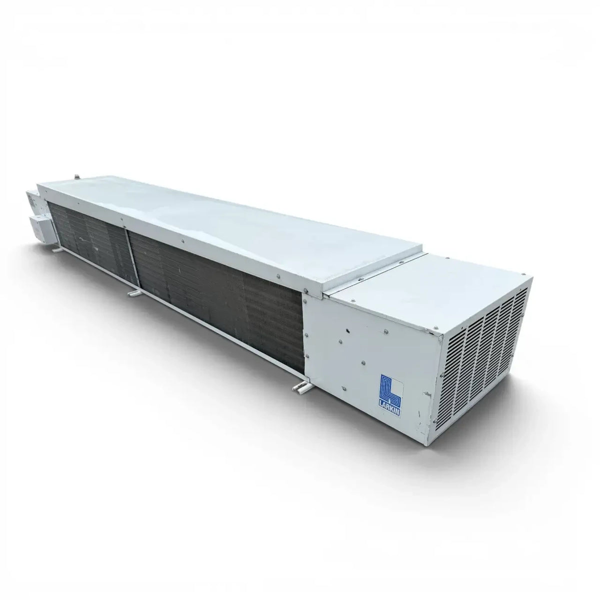 Used Larkin LFA-190AEE Low Velocity Evaporator #3206 — supplier gallery view 3; Front-right view of the used Larkin LFA-190AEE low velocity evaporator #3206, showing the coil compartment and rating labels.