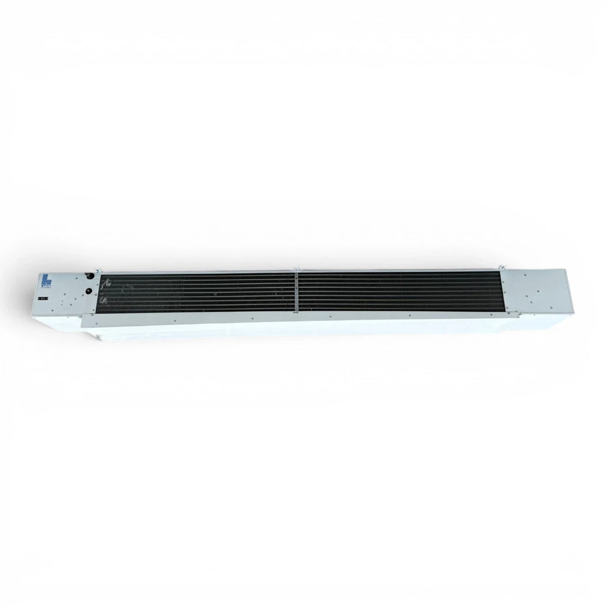 Used Larkin LFA-230AEK Low Velocity Evaporator #3297 — supplier gallery view 2; Straight-on view of the used Larkin LFA-230AEK low velocity evaporator #3297, showing the three round blue-grille fans.