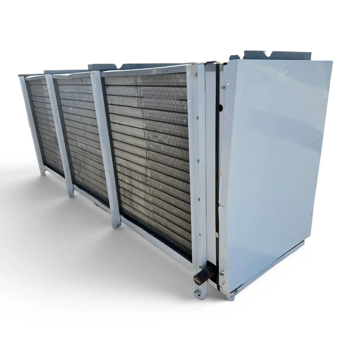 Used Larkin LHL4-1050DA Evaporator #3127 — supplier gallery view 4; Back-right view of the used Larkin LHL4-1050DA evaporator #3127, showing the rear panel and coil compartment.