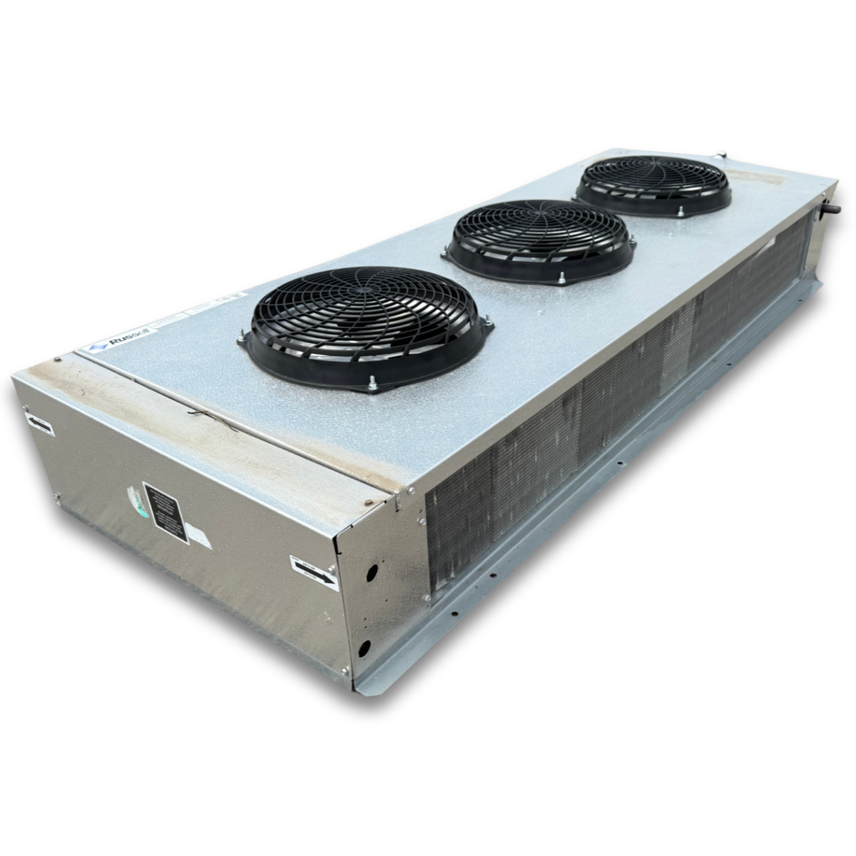 Used Russell RWF-130AE Low Velocity Evaporator #1057 — supplier gallery view 5; Silver evaporator back view.