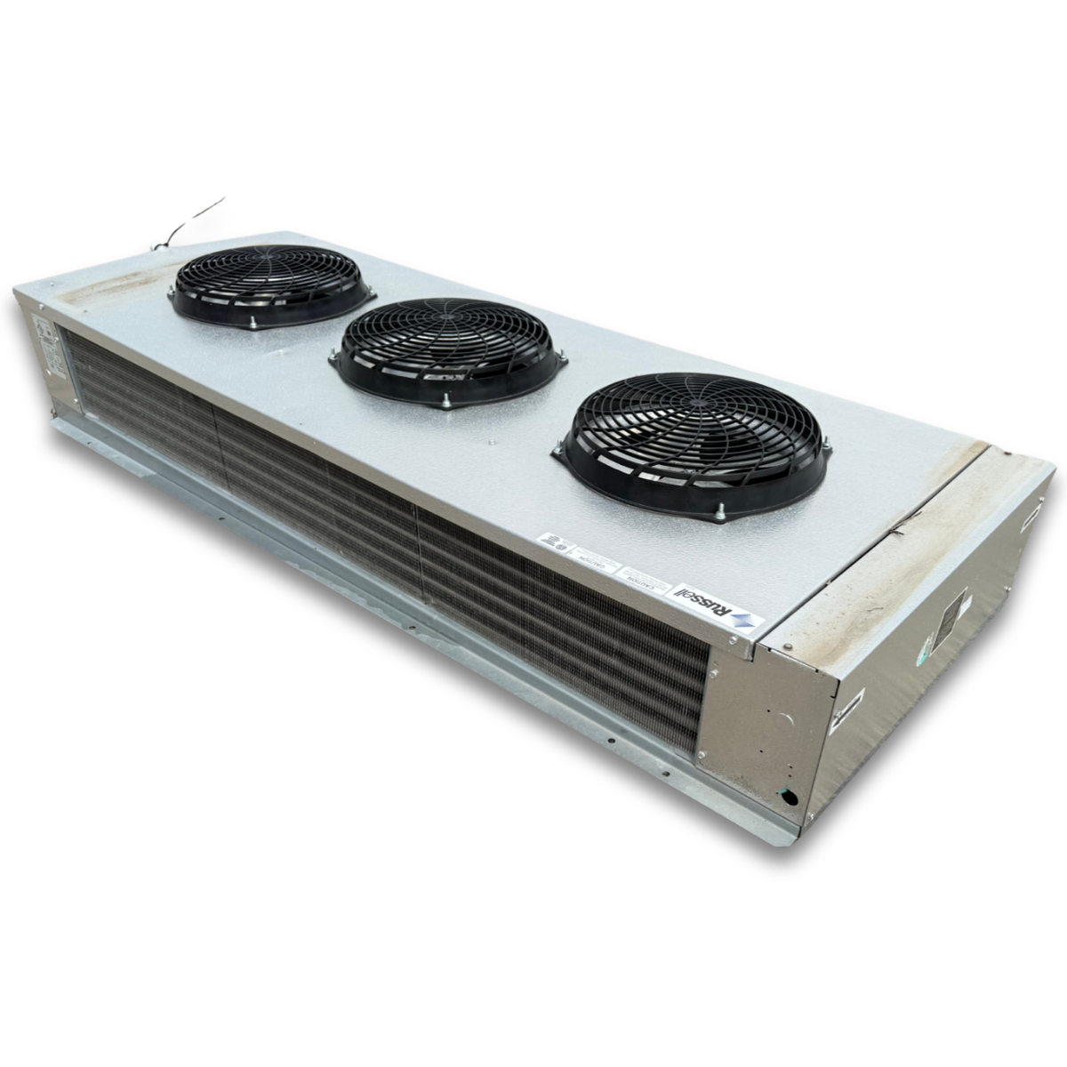 Used Russell RWF-130AE Low Velocity Evaporator #1057 — supplier gallery view 4; Silver evaporator back view.
