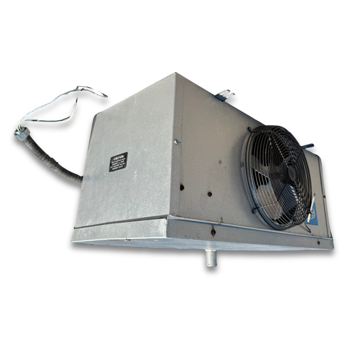 Used Tyler MMA-050 Evaporator #772 — supplier gallery view 1; Used gray evaporator with one fans front side view showing labels.