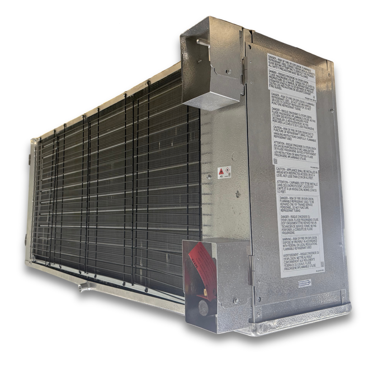 Surplus Climate Control CEM-0475BS8AMBDB556 Air Defrost Evaporator — supplier gallery view 2; Silver evaporator back view.