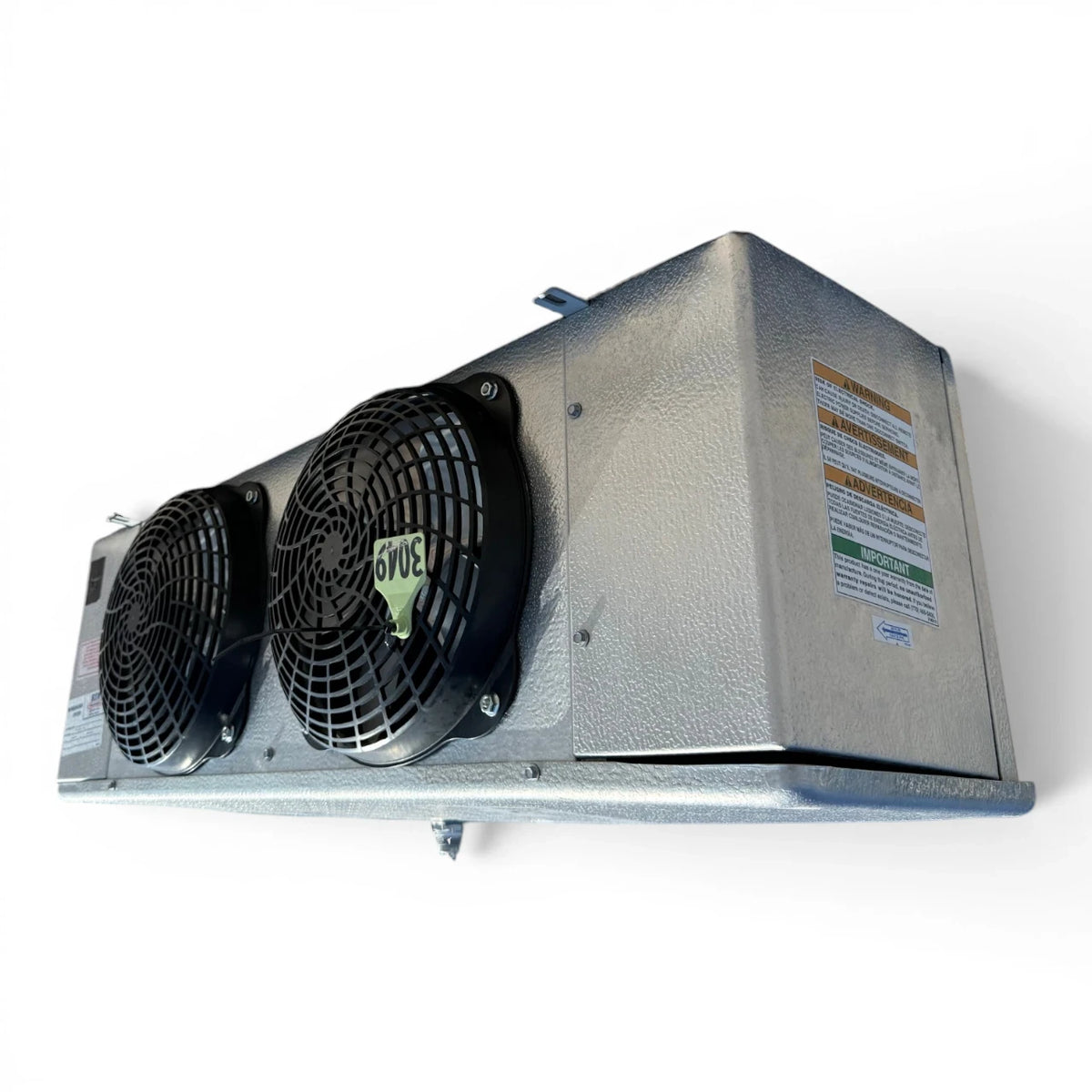 Used RDI LSF-090BK Evaporator #3049 — supplier gallery view 3; Front-right view of the used RDI LSF-090BK evaporator #3049, showing the cabinet side panel and rating labels.