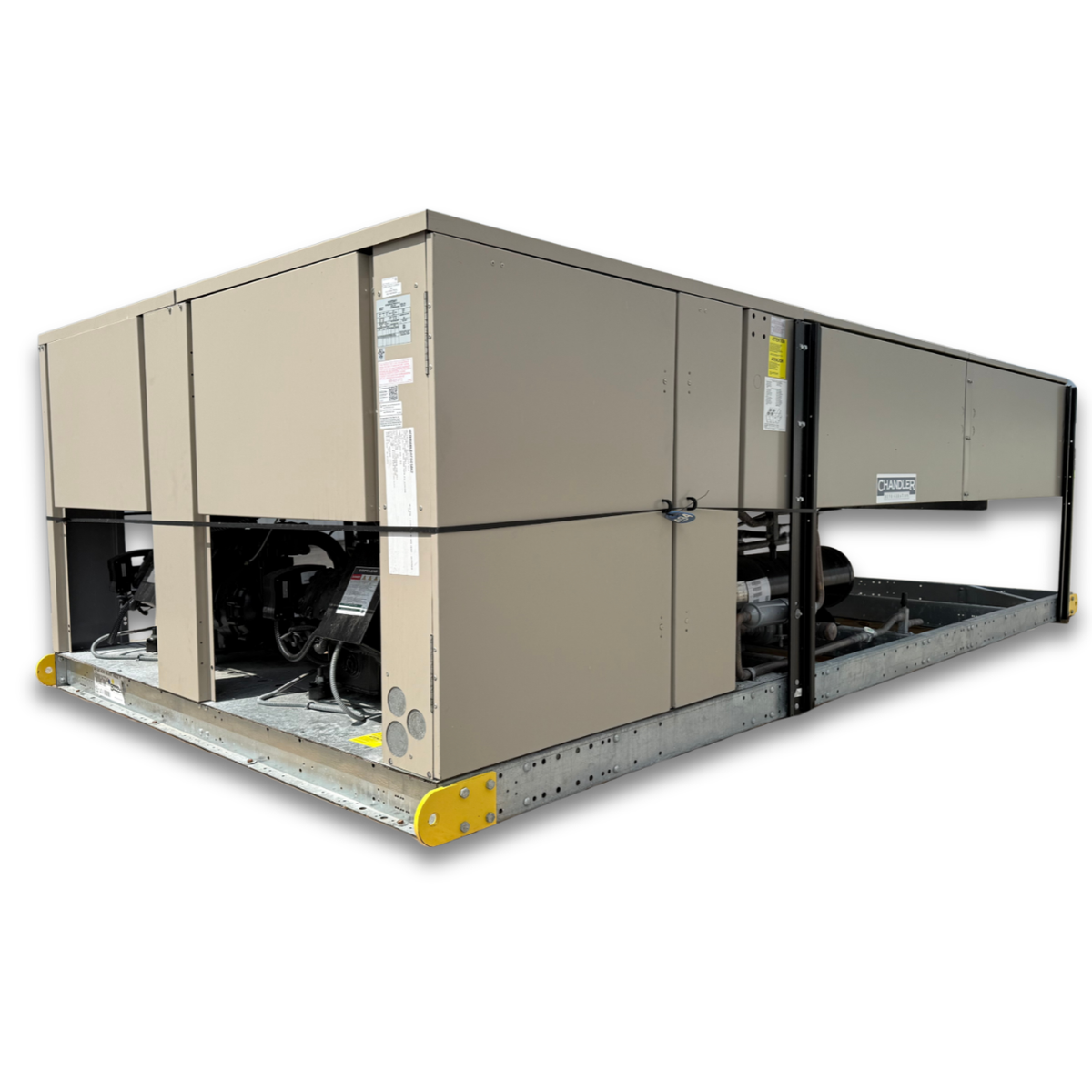 New Chandler HCD0600LDACD 60 HP Condensing Unit #269 — supplier gallery view 1; Beige condensing unit front side view showing labels.