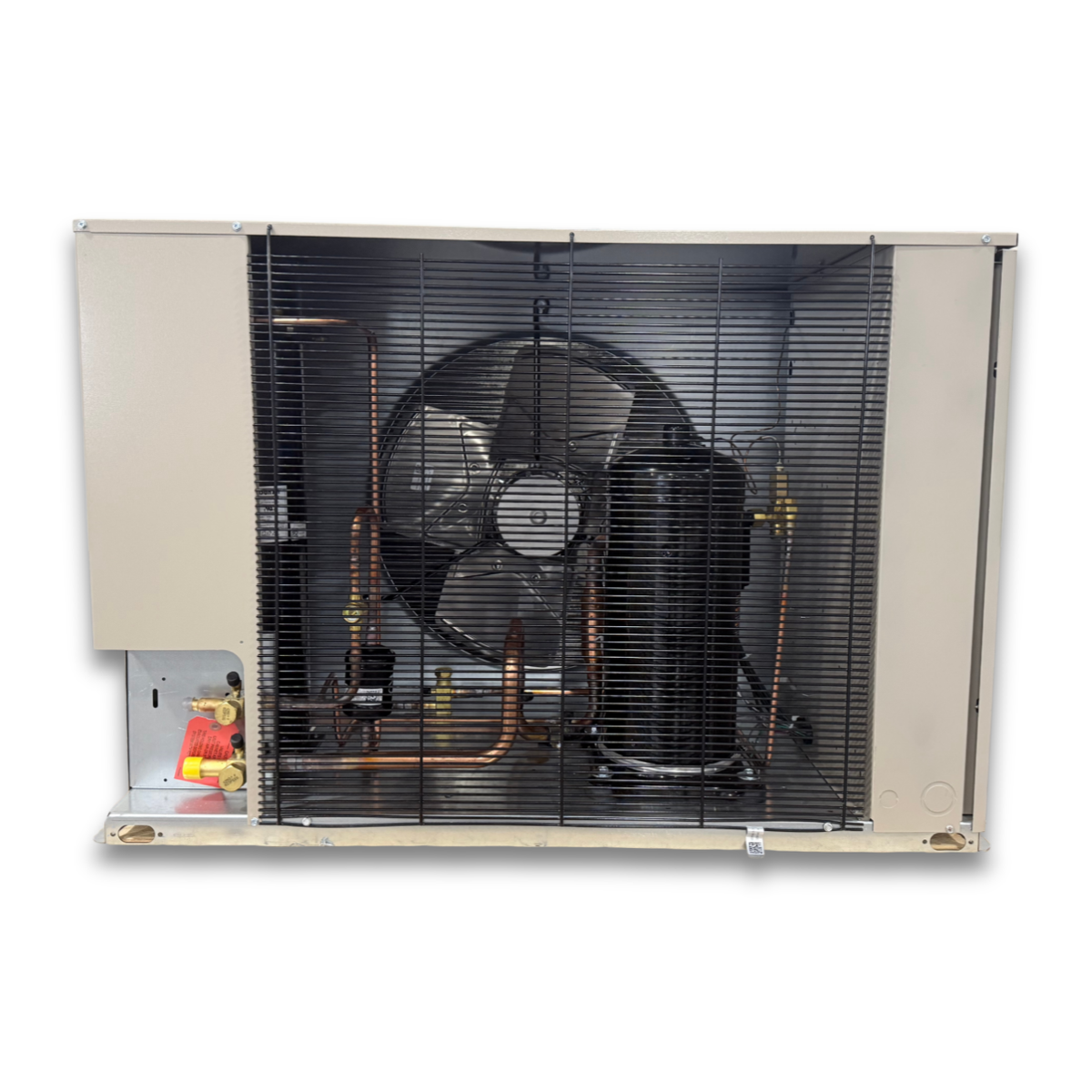 Surplus Heatcraft CCH0045LBBCZA0000 4.5 HP Condensing Unit #3108 — supplier gallery view 2; Beige condensing unit front showing the interior.
