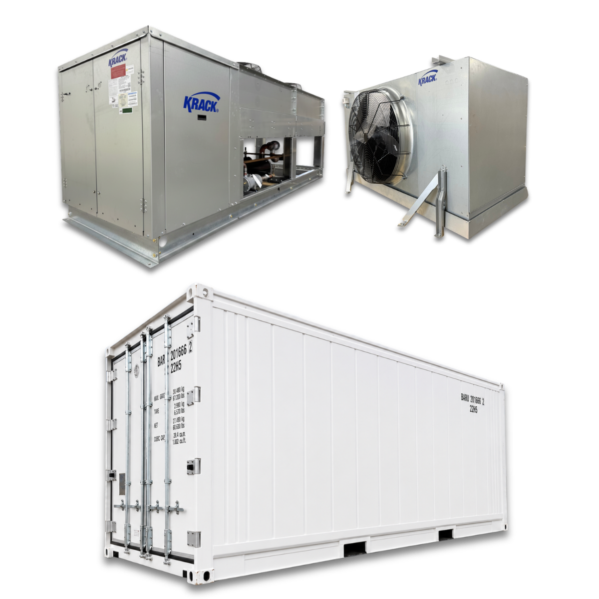 Barr 20ft Blast Freezer Container Package — 15 HP Krack Refrigeration — supplier gallery view 1; 20' Barr Blast Freezer Container Package group photo of package