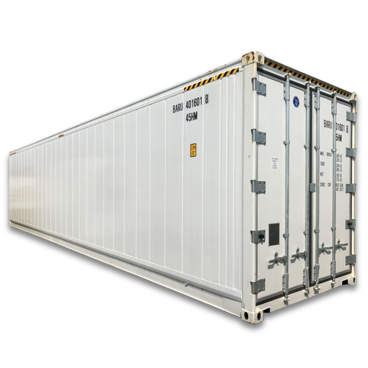 Barr 40ft Blast Freezer Container Package — 15 HP Krack Refrigeration — supplier gallery view 2; 40' Barr Blast Freezer Container Package front side view of container