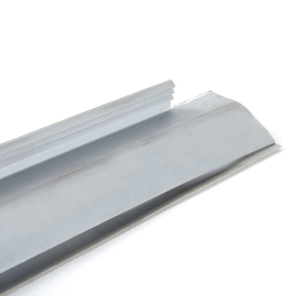 Bally Refrigeration 054028 Replacement Bottom Wiper Gasket for 36" Walk In Door — supplier gallery view 2; A close-up of a silver metal strip.