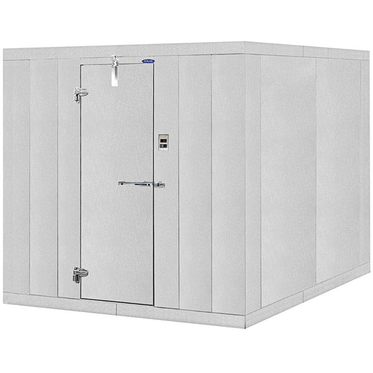 Norlake Fast-Trak 8' x 10' x 7' 4" Indoor Floorless Walk-In Cooler with Remote Refrigeration — supplier gallery view 1; A white Norlake walk-in cooler with the door open.