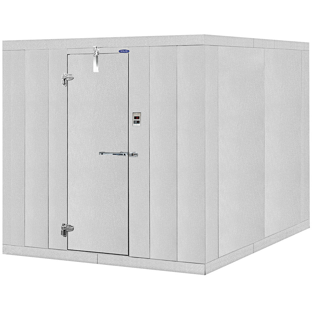 Norlake Fast-Trak 8' x 8' x 7' 4" Indoor Floorless Walk-In Cooler with Remote Refrigeration — supplier gallery view 1; a white box with a door