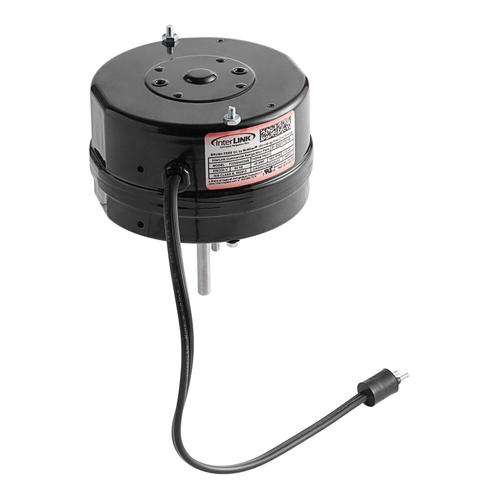 Heatcraft 25317701 Evaporator Fan Motor — supplier gallery view 1; A black Heatcraft evaporator fan motor with a wire.