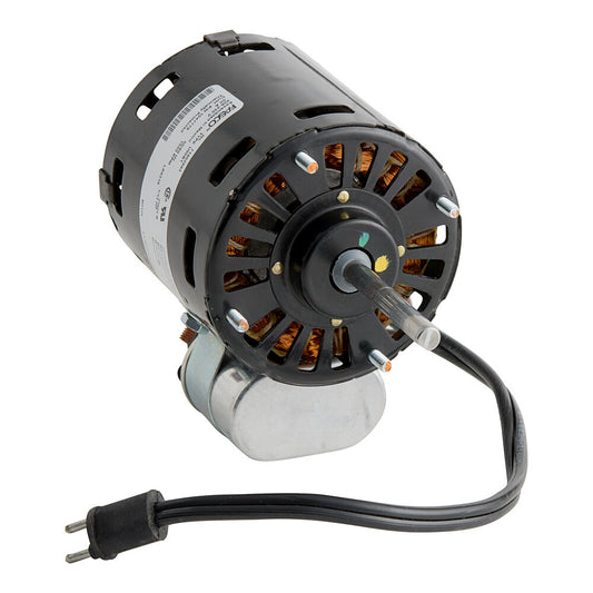 Bally 1047779 Evaporator Fan Motor — supplier gallery view 1; A black and silver Bally Evaporator Fan Motor.