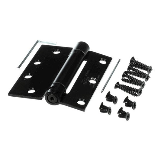 Anthony 40-21922-0004 Hinges For Heavy Duty Walk-In — supplier gallery view 1; A black heavy-duty hinge set with screws and an Allen wrench, designed for walk-in doors.