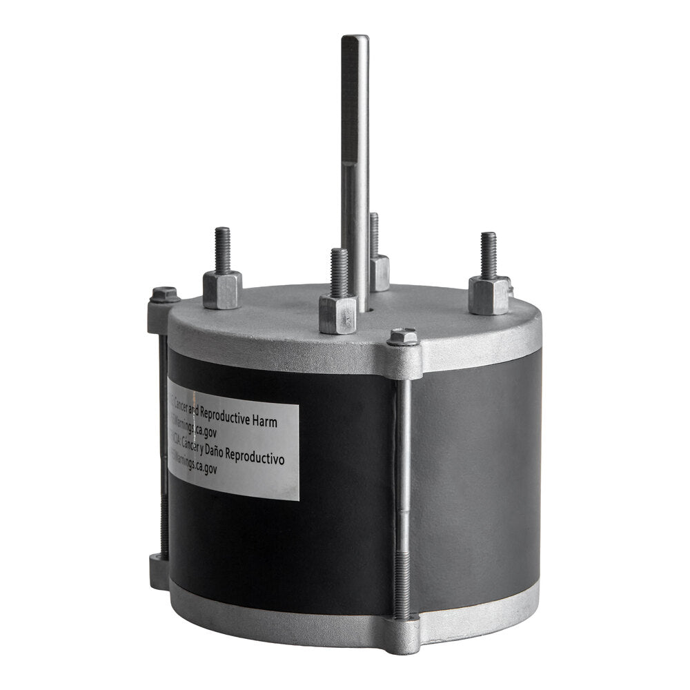 Heatcraft 25317801 Evaporator Motor — supplier gallery view 2; A cylindrical Heatcraft 25317801 evaporator motor with a central shaft and mounting bolts.