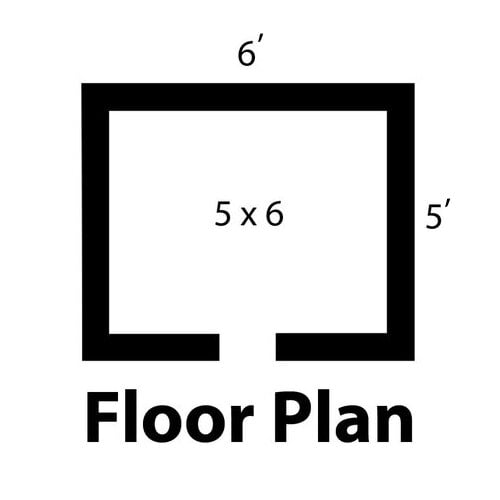 Norlake FT56-X Fast Trak 5' x 6' x 6' 7" Indoor Walk-In Cooler (Box Only) — supplier gallery view 2; A floor plan for a room with a square and a rectangle.