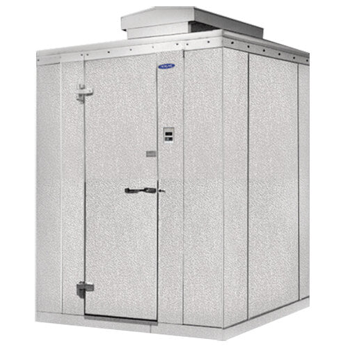 Norlake KODB77814-C Kold Locker 8' x 14' x 7' 7" Outdoor Walk-In Cooler — supplier gallery view 1; A Norlake white metal box with a door open.