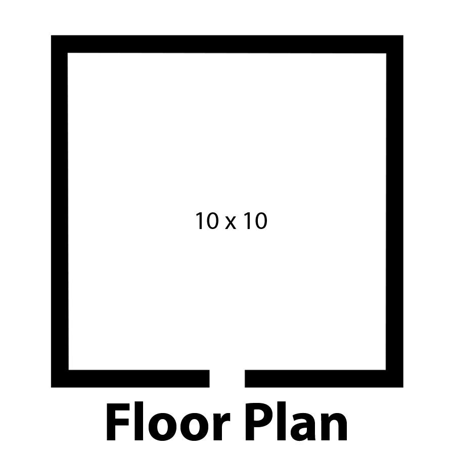 Norlake FTB671010-CX-M Fast Trak 10' x 10' x 6' 7" Indoor Walk-In Cooler — supplier gallery view 15; A floor plan for a 10x10 square room with a black square and text inside.