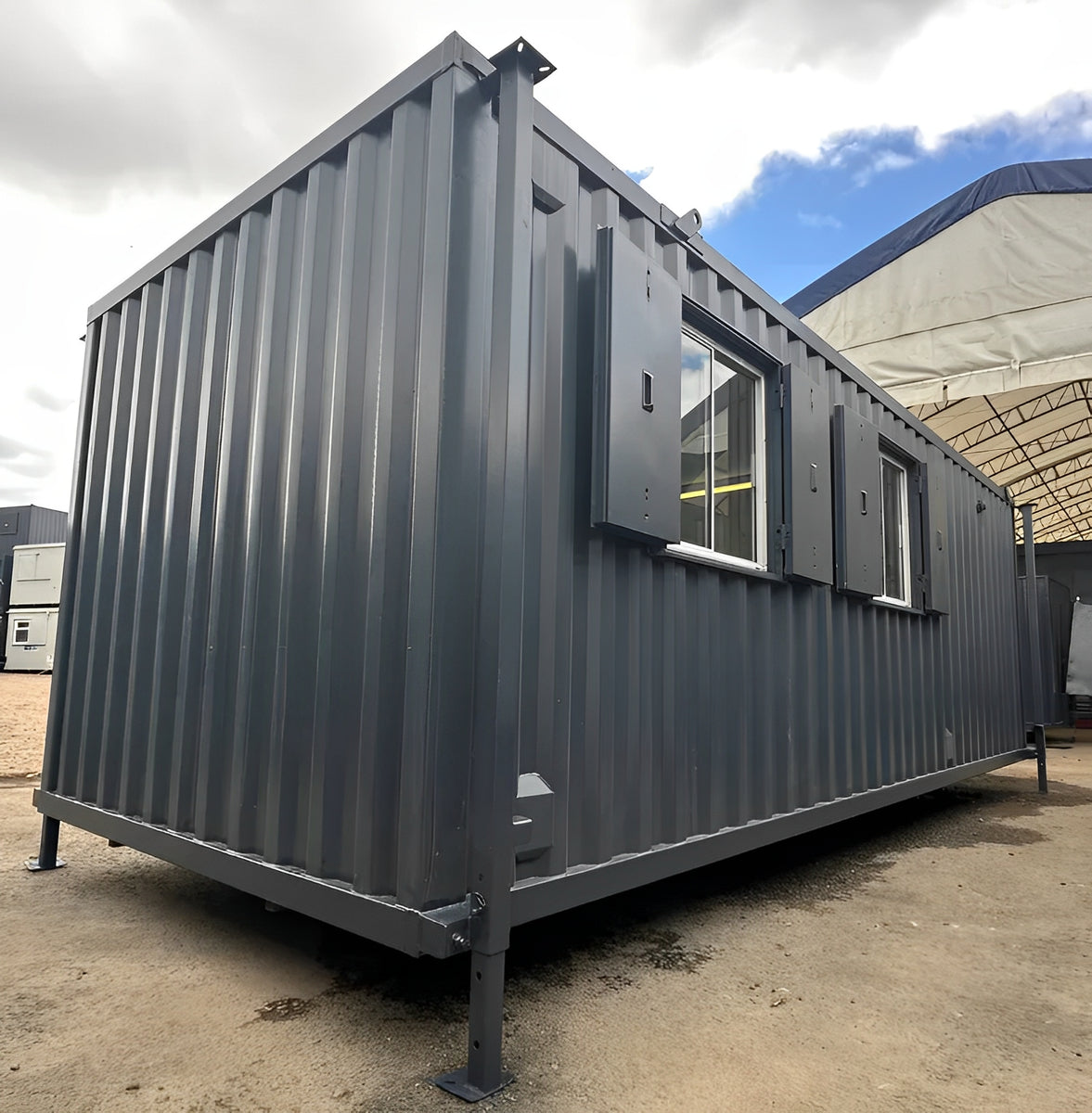 24ft × 9ft Office, Canteen & Toilet Cabin with 10kVA Generator — supplier gallery view 1; 24 x 9ft Anti Vandal Cabin – Office, Canteen & Toilet with 10KVA Generator — Office Containers